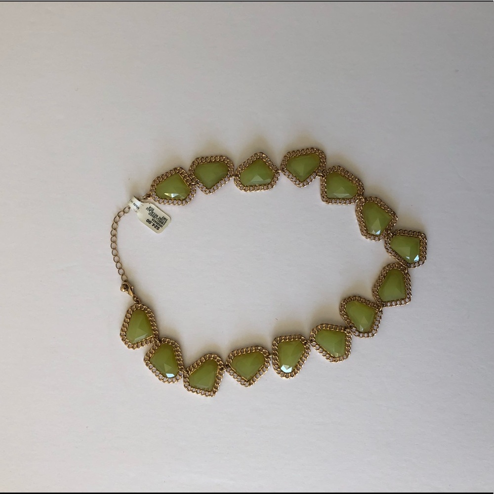 Francesca’s jade green necklace gold